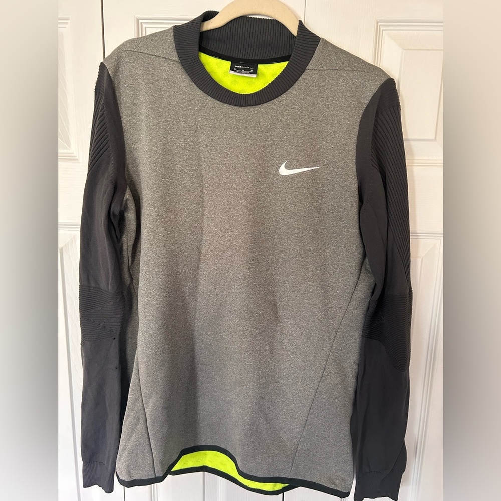Nike Golf Sphere Knit Long Sleeve Tech Fleece Crew Neck - Medium - Gray